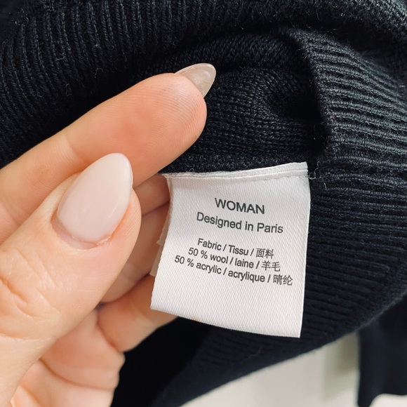 Dior D Designs Black Wool Blend Crewneck Sweater with Gold Button Details - Picture 5 of 5